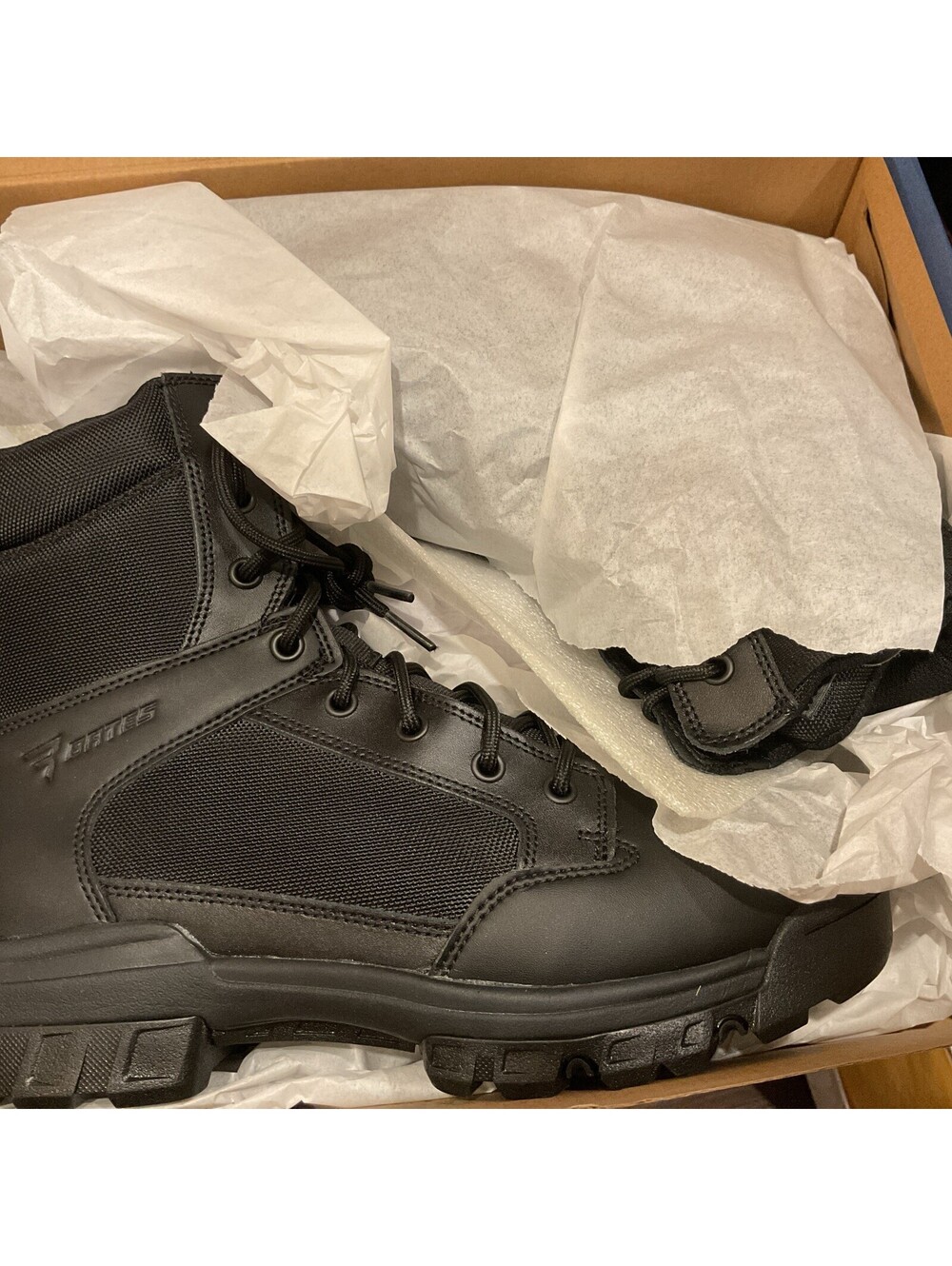 Bates Tac Sport Men’s Black Size 8 Soft Toe 8in Zip Work Boots New In Box